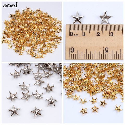 100pcs/lot 10mm Metal Star Rivets Gold Silver Buttons DIY Scrapbooking Embellishment Handmade Shoes Bags Fastener Brads Decors ► Photo 1/6