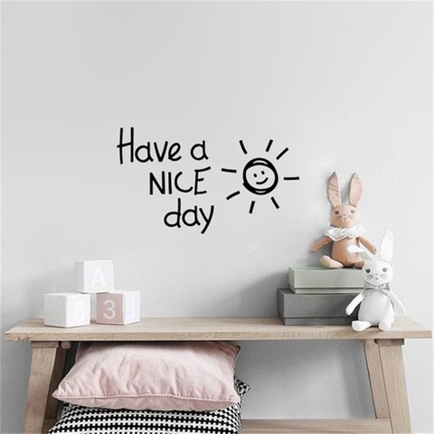 Have a NICE day Lovely sun vinyl Wall Sticker living room bedroom Home Decoration Decals Art English alphabet Stickers wallpaper ► Photo 1/6