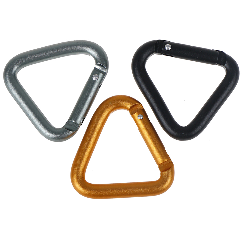Stainless Steel Triangle Carabiner Hiking Keychain Snap Clip Hook Kettle Buckle 