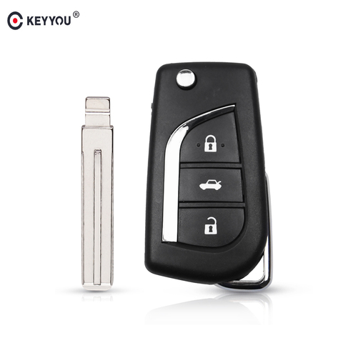 KEYYOU 3 Button Flip Remote Key Shell Cover Fit For Toyota Camry Levin Corolla Reiz Highlander Key Case TOY48 Blade 2014 ► Photo 1/6