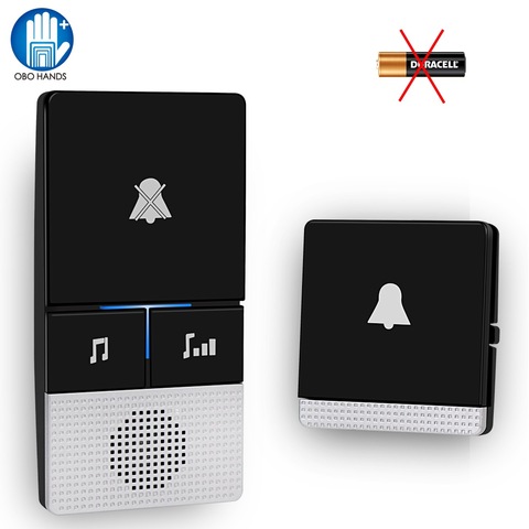 Self Powered Wireless Doorbell 433 MHz Remote Control Door Bell no Battery Home Cordless Door Ring 1 2 Transmitter 1 2 Receiver ► Photo 1/6