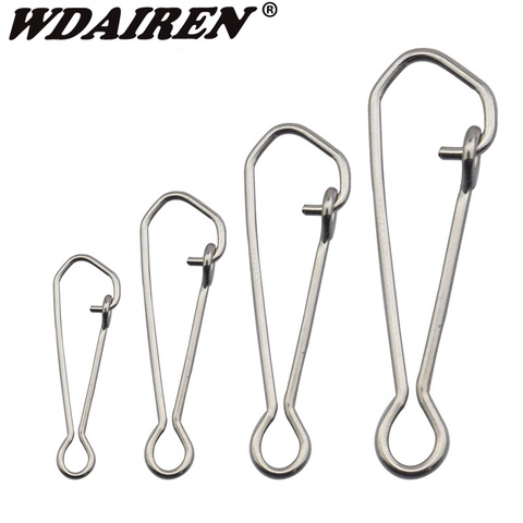 100pcs/lot Safety Snaps Fishing Swivel Hook Connector Stainless Steel Hook Lock Snap Swivels Solid Rings WD-026 ► Photo 1/6