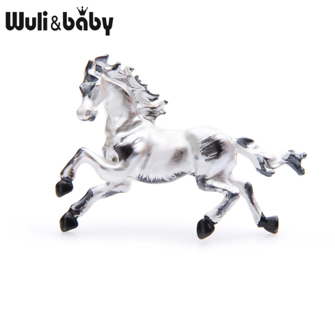 Wuli&baby White Black Enamel Horse Brooches Women Men Alloy Steed Animal Brooch Pins Gifts ► Photo 1/1