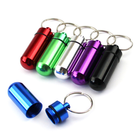 New High Quality Portable WaterProof Mini Blue Aluminum Keychain Tablet Storage Box Bottle Case Holder ► Photo 1/6