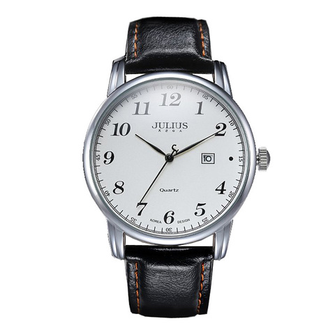 Top Julius Men's Watch Auto Date Big Fashion Homme Hours Dress Bracelet Retro Clock Real Leather School Boy's Birthday Gift Box ► Photo 1/1