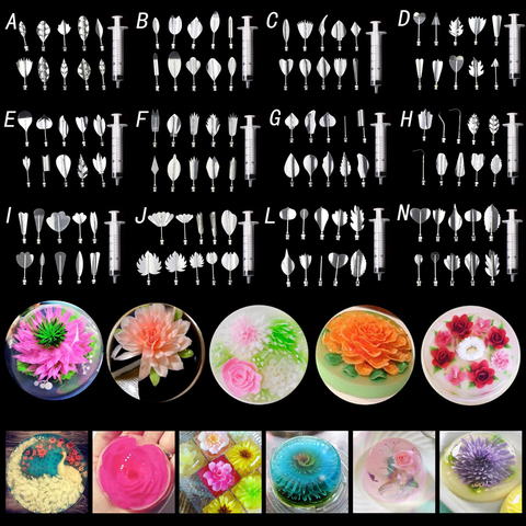 Baking cake tools 3D Gelatin Jelly Art Pudding Flowers Cake Decorating Tools Needle Tools Stainless Steel Nozzle Syringe Kit ► Photo 1/6