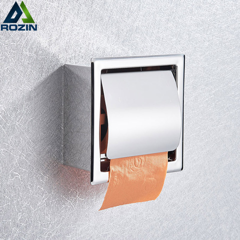 Chrome Stainless Steel Concealed Install Toilet Paper Holder Inside Wall Mounted Bathroom Roll Tissue Paper Rack ► Photo 1/6