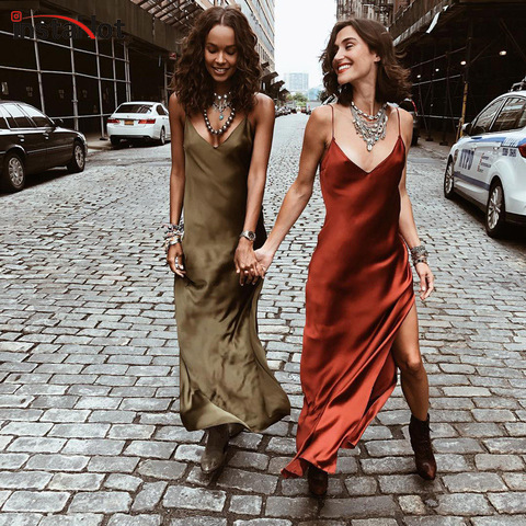 InstaHot Sexy Satin V Neck Maxi Dress Women Spaghetti Strap Sleeveless Backless Side Split Long Dresses 2022 Spring Lady Vestido - Price history & Review | AliExpress Seller - InstaHot Official Store | Alitools.io InstaHot Sexy Satin V Neck Maxi Dress Women Spaghetti Strap Sleeveless Backless Side Split Long Dresses 2022 Spring Lady Vestido - Price history & Review | AliExpress Seller - InstaHot Official Store | Alitools.io