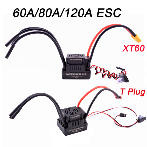 Upgrade Sensorless 60A 80A 120A S-80A S-120A Brushless ESC Electric Speed Controller with 5.5V / 3A BEC for 1/8 1/10 RC Car ► Photo 1/5