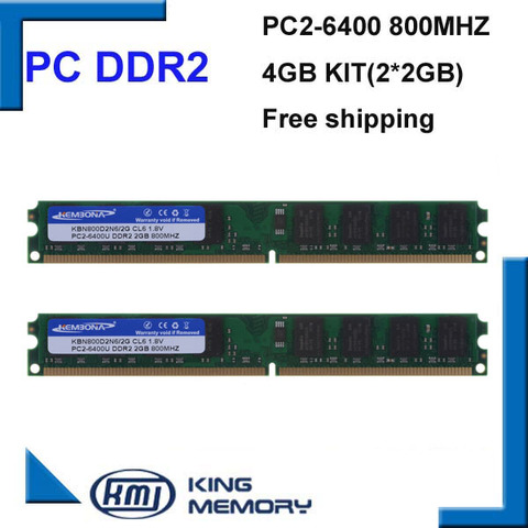 KEMBONA DDR2 800Mhz 4GB 800D2N6/2G (Kit of 2,2X 2GB for Dual Channel) PC2-6400 Brand New DIMM Memory Ram For desktop computer ► Photo 1/2