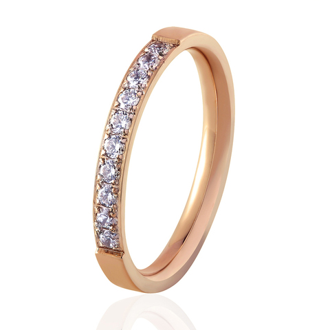Top Quality Fashion Jewelry Crystal Wedding Rings Stainless Steel Rose Gold Color Female Ring For Woman And Girl Best Gift ► Photo 1/6