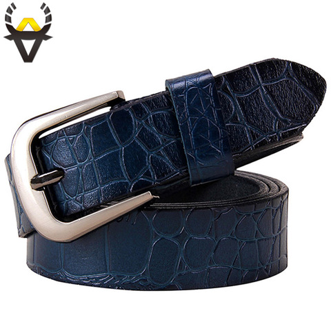 Genuine leather belts for women Fashion Pin buckle woman belt High quality second layer cow skin strap female width 2.8 cm Blue ► Photo 1/6
