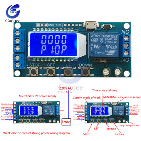 Micro USB Digital LCD Display Time Delay Relay Module DC 6-30V Control Multifunction Timer Switch Trigger Cycle Module Board 12V ► Photo 1/6