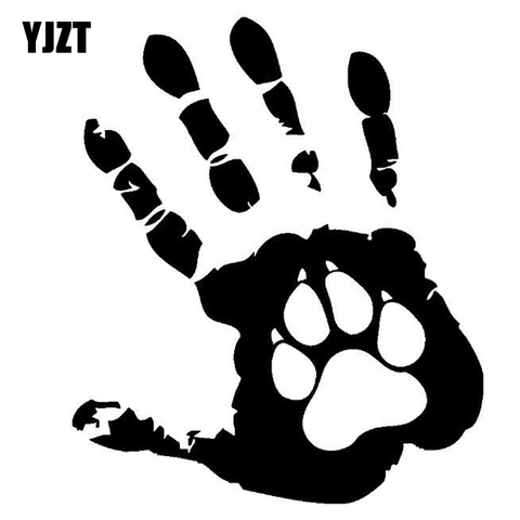 YJZT 10.8CM*12.7CM The Palm Dog Funny Car India Offbeat Vinyl Sticker Decals Black/Silver C10-00187 ► Photo 1/5