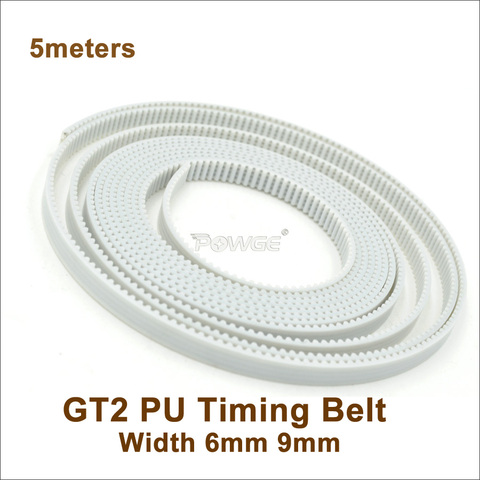 POWGE 5meters GT2 Timing Belt W=6/9/10/15mm PU With Steel Core 2GT Synchronous Open Belt Fit GT2 Pulley 3D Printer Accessory ► Photo 1/5