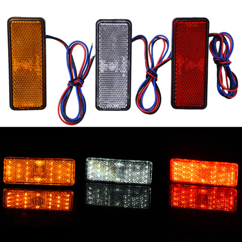 12V Universal LED Light Reflector White Red Yellow Rear Tail Brake Stop Marker Light For JEEP SUV Truck Trailer Motorcycle Car ► Photo 1/1