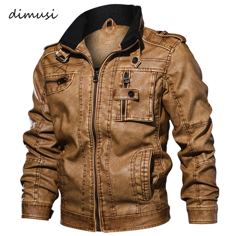 DIMUSI Men Autumn Winter PU Leather Jacket Motorcycle Leather Jackets Male Business casual Coats Brand clothing 5XL,TA132 ► Photo 1/5