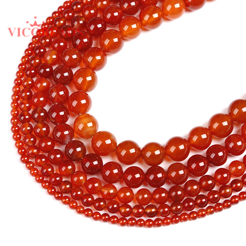 Natural Stone Carnelian Round Beads Red Agat 4 6 8 10 12MM Charm Bracelet Necklace Handicraft Diy Beads for Jewelry Making DIY ► Photo 1/2