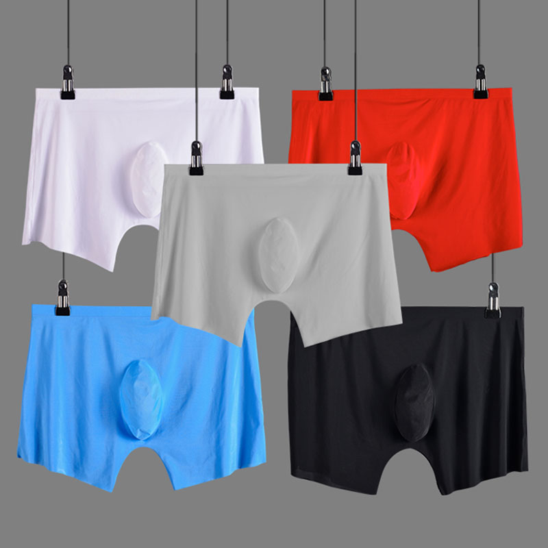 4PCS Men Transparent Underwear Briefs Ice Silk Ultra Thin Panties U Pouch  Undies