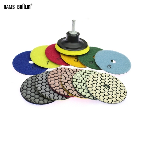 12 pieces 80/100mm Stone Dry Grinding Disc Marble Polishing Pad + 1 piece Holder Nozzle for Drill ► Photo 1/6