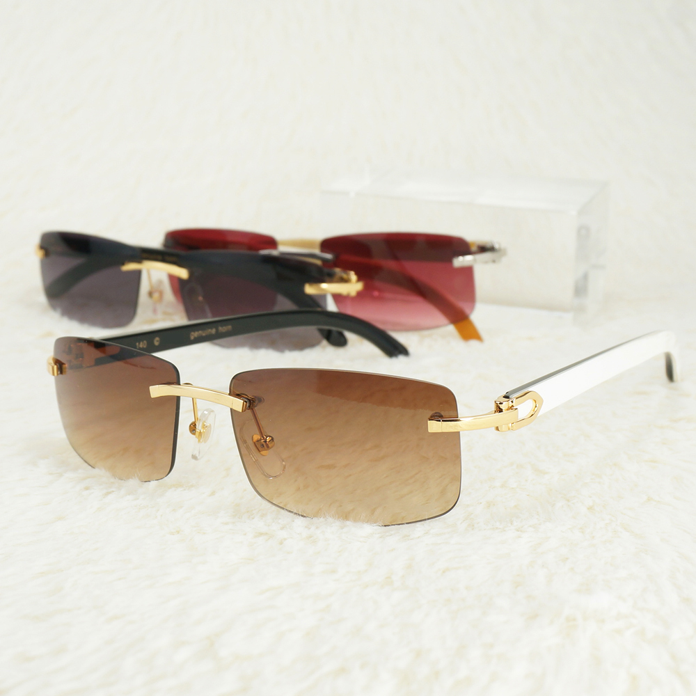 Price history & Review on Vintage Rimless Sunglasses Men Carter Glasses Frames for Eyewear for Fishing Driving Luxury Horn Glasses Red | AliExpress Seller - Blaze of Store