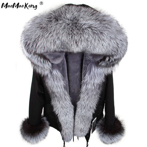 Winter Real Raccoon Fur Collar Parkas Faux Fur Lined Short Jacket Coat DHL Free Shipping ► Photo 1/6