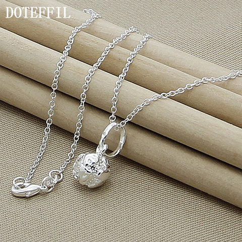 DOTEFFIL 925 Sterling Silver 18 Inch Chain Ball Pendant Necklace For Women Wedding Engagement Fashion Charm Jewelry ► Photo 1/3