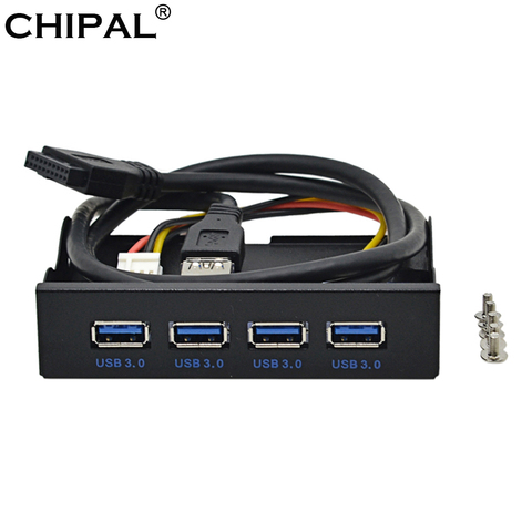 CHIPAL 19+1 20Pin 4 Port USB 3.0 Front Panel Combo Bracket USB3.0 Hub Adapter for PC Desktop 3.5