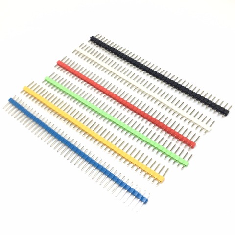 10PCS 40Pin 1x40P Male Breakable Pin Header Strip 2.54mm Long Blue Red White Green Yellow Connector 5 Colors Hot Sale ► Photo 1/5