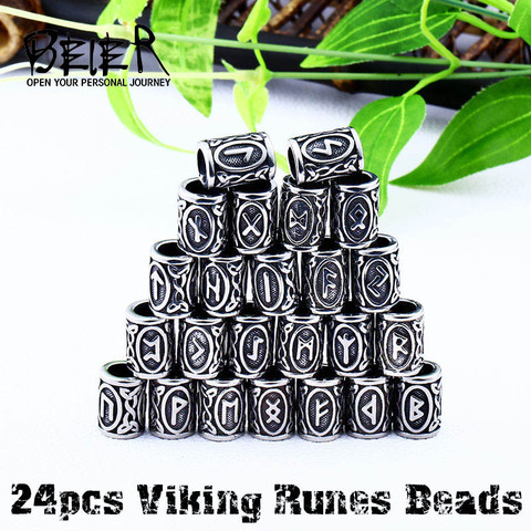 Beier 316L stainless steel 1pcs Viking Runes Beads DIY Accessory Charms Beads Findings for Bracelets for Pendant Necklace LP001 ► Photo 1/6