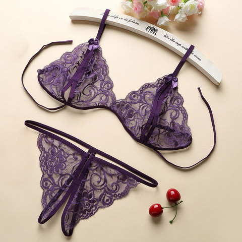Sexy lingerie and underwear for women - Purple sheer lace bralette