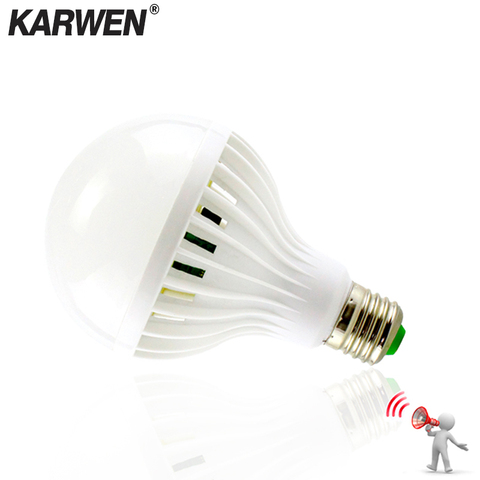 KARWEN Sound Motion Sensor Automatic Smart LED Bulb E27 220V 110V SMD5730 3W 5W 7W 9W 12W Lampada LED Sound Sensor lamp ► Photo 1/6