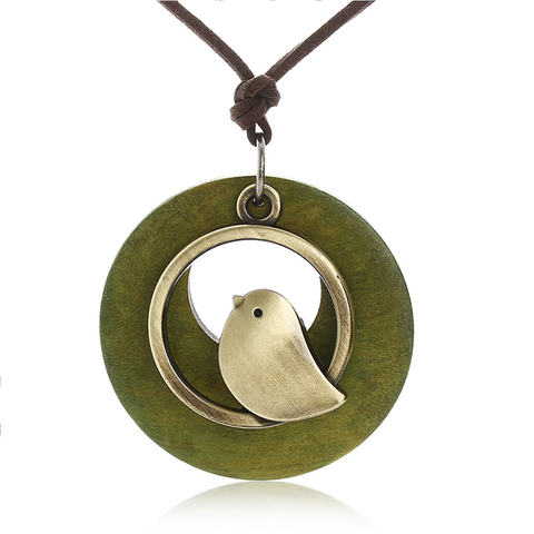 1PCS woman jewelry statement necklaces & pendants Bird Wooden Bead pendant vintage Long necklace women chrismas gift ► Photo 1/6
