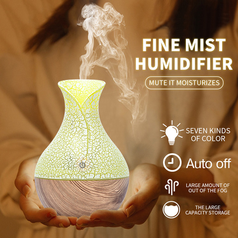 Essential Humidifier Aroma Oil Diffuser Wood Grain Ultrasonic Wood Air Humidifier USB Cool Mini Mist Maker 7 LED Lights For Home ► Photo 1/6