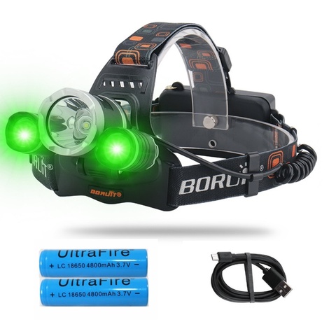 20W LED Head Lamp with White Green LED lights, 3 Lighting Modes, USB Rechargeable, Waterproof Fishing Lights for Hiking,Camping ► Photo 1/6
