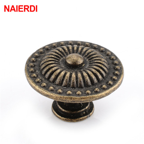 NAIERDI Retro Bronze Kitchen Cabinet Knobs Cupboard Door Zinc Alloy Handles Vintage Wardrobe Furniture Handle Drawer Pulls ► Photo 1/6