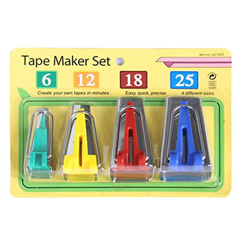 Set Of 4 Size Fabric Bias Tape Makers Set 6MM 12MM 18MM 25MM Binding Tool Sewing Quilting 7YJ172 ► Photo 1/6