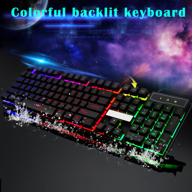 Colorful Crack LED Illuminated Backlit USB Wired PC Rainbow Gaming Keyboard SP 