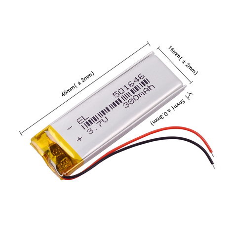 3.7V 380mAh 501646 Lithium Polymer LiPo Rechargeable Battery ion cells For Samsung  player small toy headphones ► Photo 1/6