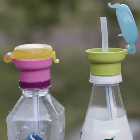 Infant Toddler Drinking Tube Bottle Cap Children Spill-Proof Drinks Juice Soda Water Bottle Twist Straw Cover ► Photo 1/6