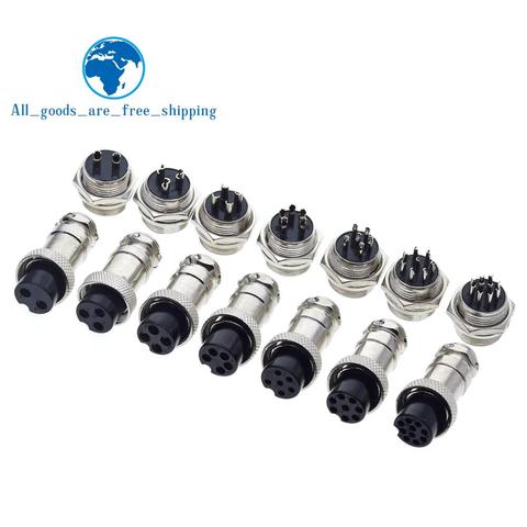 TZT 1set GX16 2/3/4/5/6/7/8/9/10 Pin Male & Female 16mm L70-78 Circular Aviation Socket Plug Wire Panel Connector for diy ► Photo 1/5