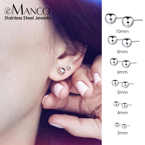 e-Manco korean style stainless steel earrings for women Luxury rose gold color stud earrings set small earings fashion jewelry ► Photo 1/5