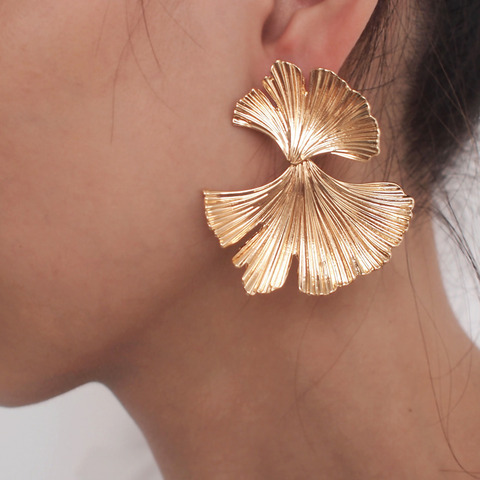 Bohemian Geometric Gold Color Ginkgo biloba Leaf Shape Drop Earrings for Women Statement Earring Jewelry Accessories Punk ► Photo 1/6