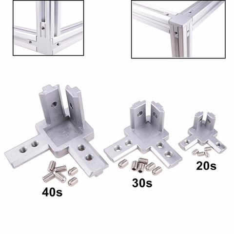 L type 3D bracket 2022 3030 4040 Concealed 3-way corner connecor EU standrad 20 30 40 Series aluminum profile parts ► Photo 1/1