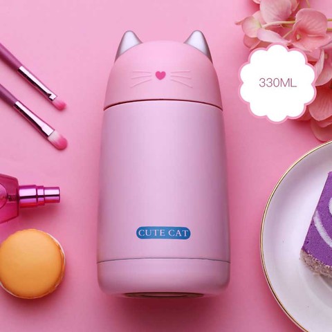 330ml New Thermos Cup Cartoon Cat Thermo Mug Drinkware Water Bottle Stainless Steel Vacuum Flask Cup Tumbler Leak-proof Tumbler ► Photo 1/6