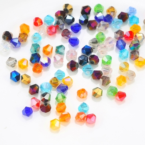 100pcs 4mm Multicolor jewelry crystal beads bicone beads plated AB glass beads bracelet necklace Jewelry Making Accessories DIY ► Photo 1/6