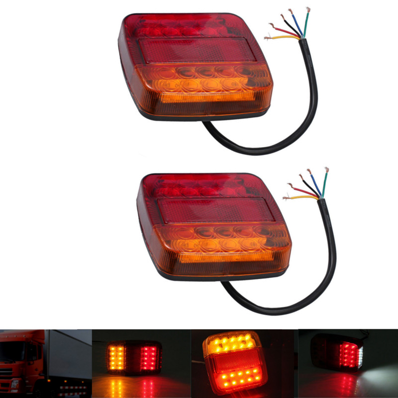 2Pcs 26LED Red Amber Rear Tail Light Brake Stop Turn Signal Lamp Trailer  Truck