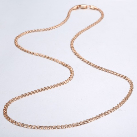 3mm Thin Necklace For Women Girls 585 Rose Gold Link Chain Necklace Woman Wholesale Jewelry Hot Valentines Gifts 50.5cm GN462 ► Photo 1/6