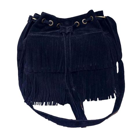 bag women 2022 handbag Women Solid Color Fringe Tassels Drawstring Crossbody Shoulder Suede Bucket Bags bags for women 2022 ► Photo 1/6