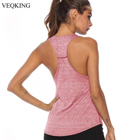 VEQKING Sleeveless Racerback Yoga Vest Sport Singlet Women Athletic Fitness Sport Tank Tops Gym Running Training Yoga Shirts ► Photo 1/6